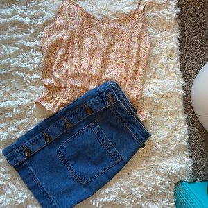 Free People Jean Mini Electric Boogaloo Skirt